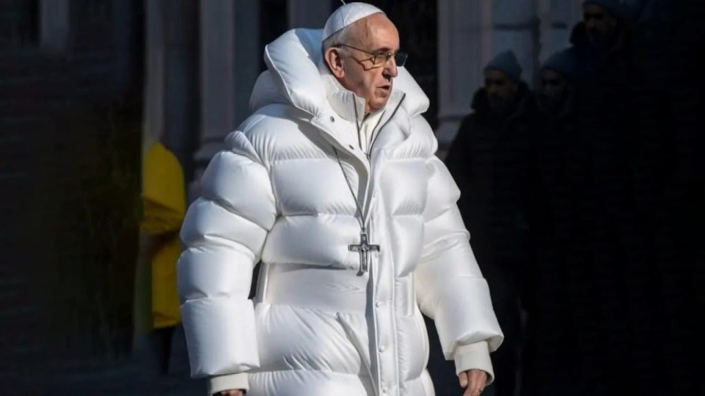 pope in a puffer jacket